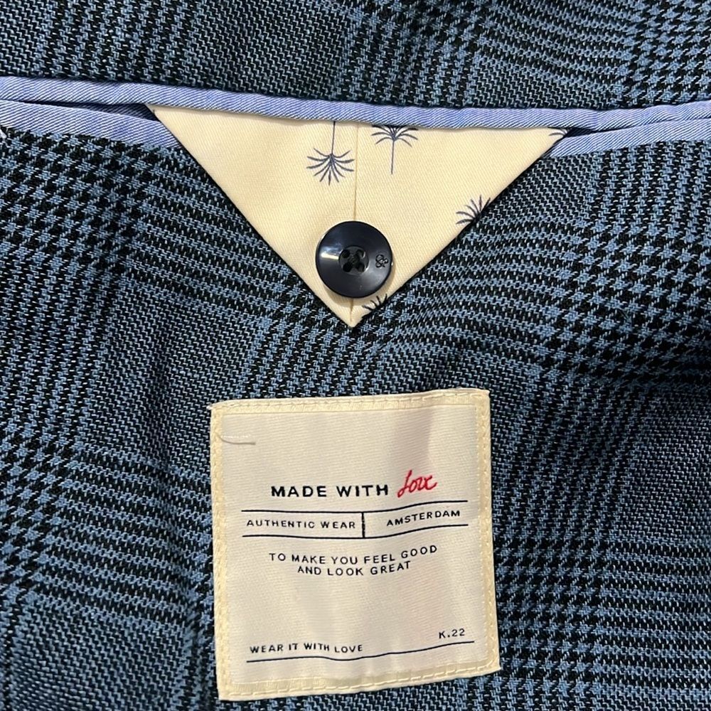 Scotch & Soda Double-Breasted Check Blazer in Blue, NWT, Size XXL - Picture 6 of 10